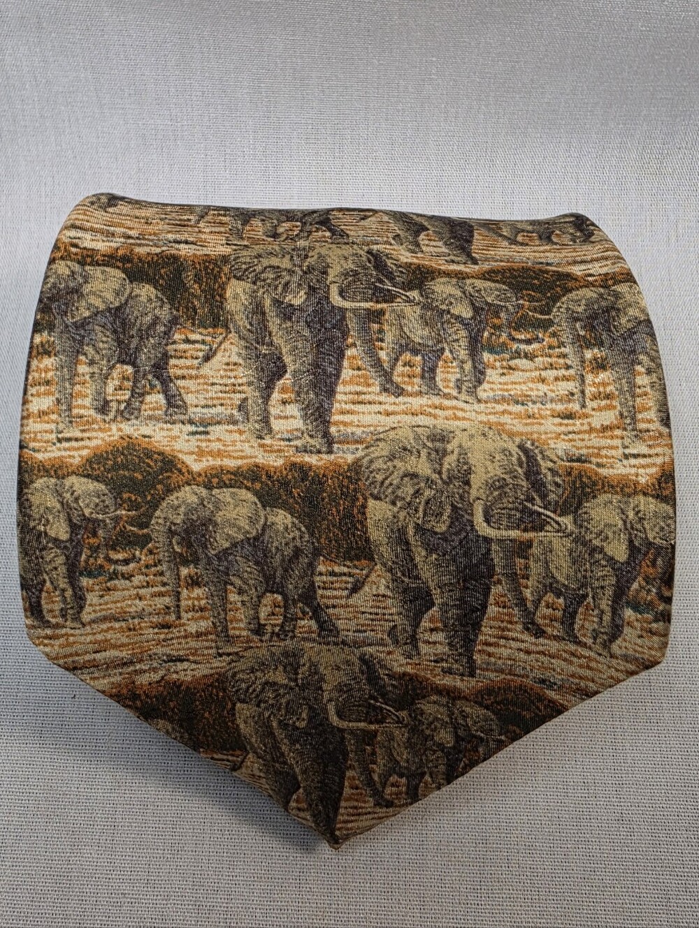 Mens Elephant Print Silk-Blend Tie Endangered Species Necktie